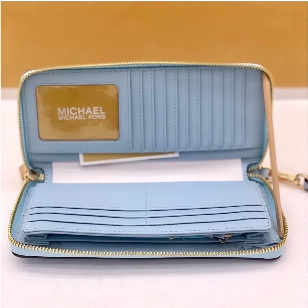 Michael Kors Large Continental Wallet Wristlet Vista Blue